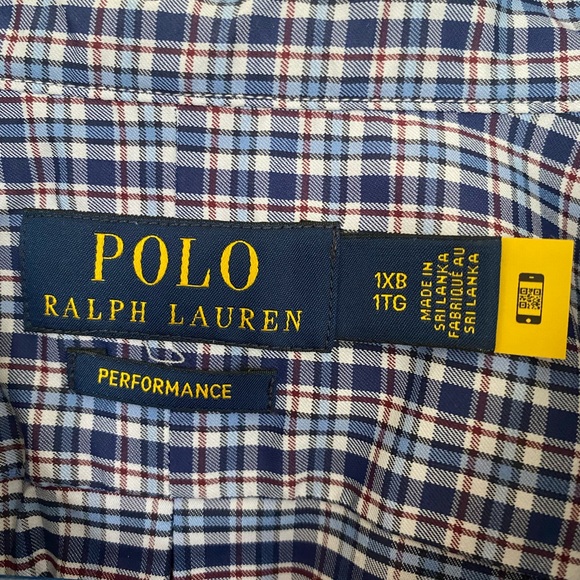 Ralph Lauren 1XB Blue plaid Performance Button-down shirt - Picture 2 of 3